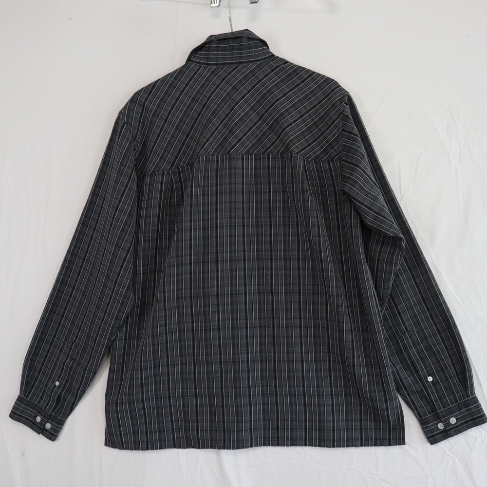 BLACKHAWK!‎ Shirt Mens Medium Casual Flap Pocket Button Gray Striped Long Sleeve - Picture 2 of 6